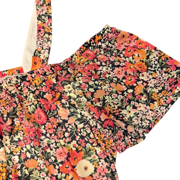 NWT Lane Bryant Pink and Orange Floral Blouse Cold Shoulder sz14/16 - Picture 2 of 7